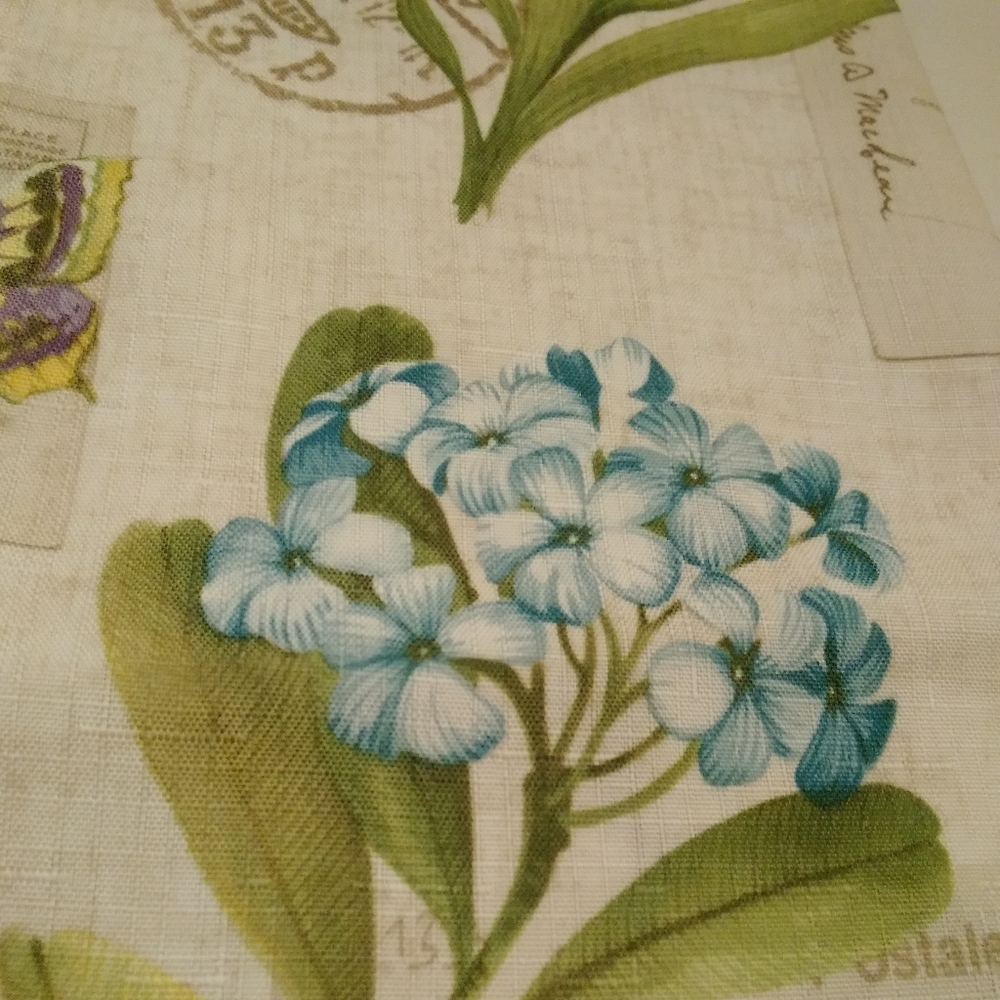 Elrene Botanical Blossom Cloth NAPKINS Set of 4 Floral Butterfly Postmark ~17x17 - Picture 11 of 13